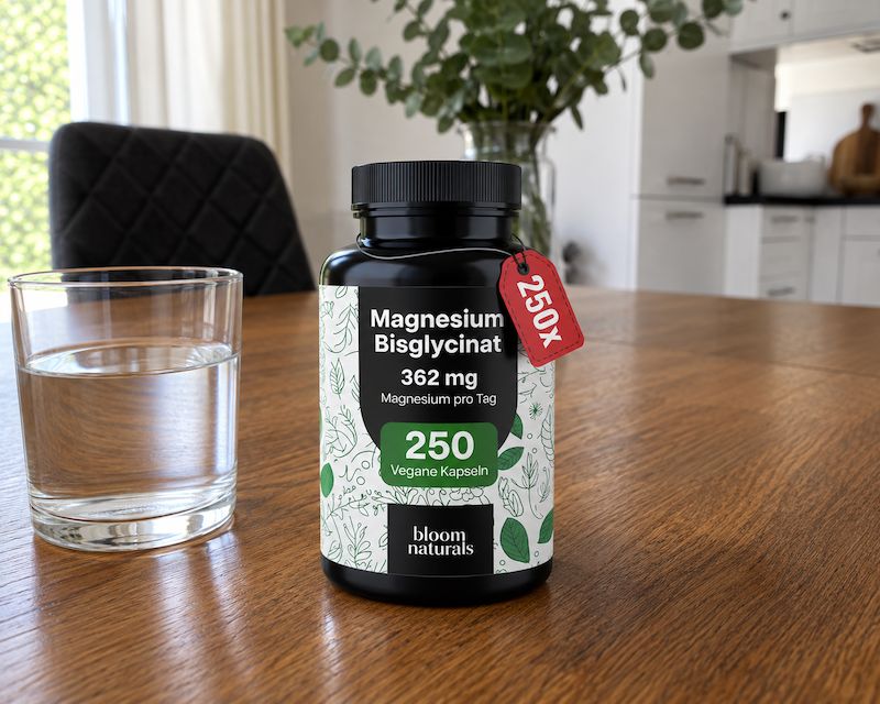 Bloom Naturals Magnesium Bisglycinat hochdosiert - 250 Kapseln