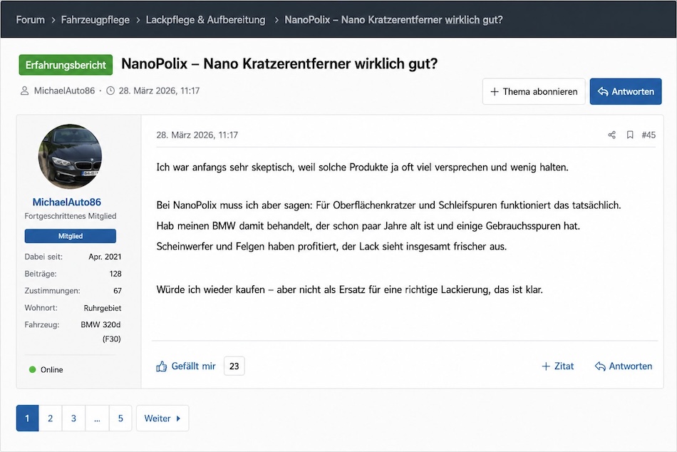NanoPolix Erfahrungsbericht von MichaelAuto86 zu Oberflächenkratzern am BMW