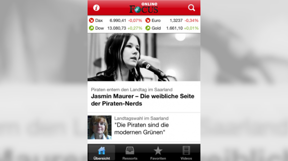 Focus Online iPhone App 2.0 Home