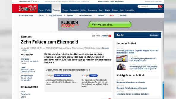 TFT implementiert Google One Pass auf FOCUS Online
