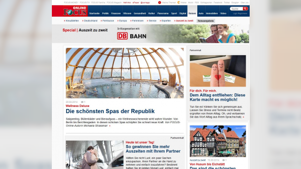 Screenshot Native Advertising Deutsche Bahn FOCUS Online